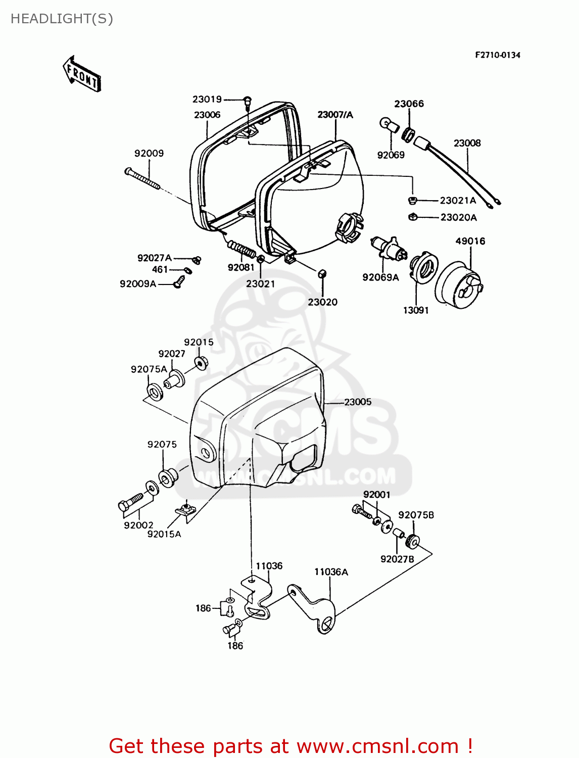 HEADLIGHT(S) Z750P7 GT750 1992 EUROPE UK
