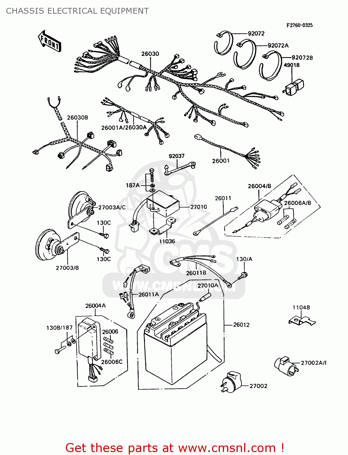 CHASSIS ELECTRICAL EQUIPMENT Z750P7 GT750 1992 EUROPE UK