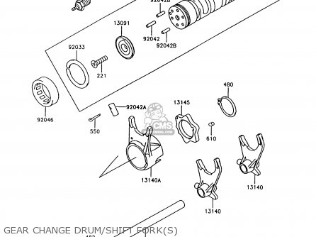 GEAR CHANGE DRUM/SHIFT FORK(S) - Z750P7 GT750 1992 EUROPE UK