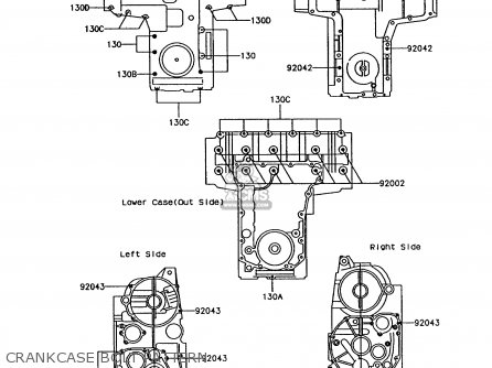 CRANKCASE BOLT PATTERN - Z750P7 GT750 1992 EUROPE UK