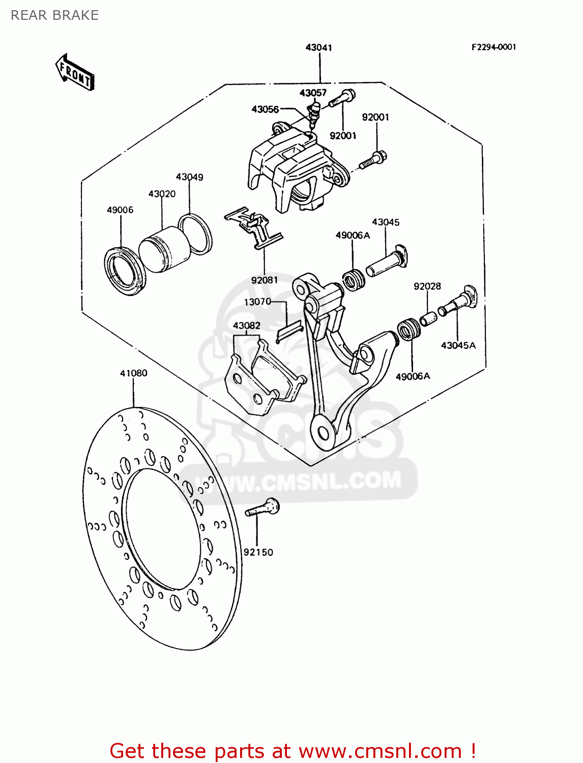 REAR BRAKE Z750P9 GT750 1994 UNITED KINGDOM