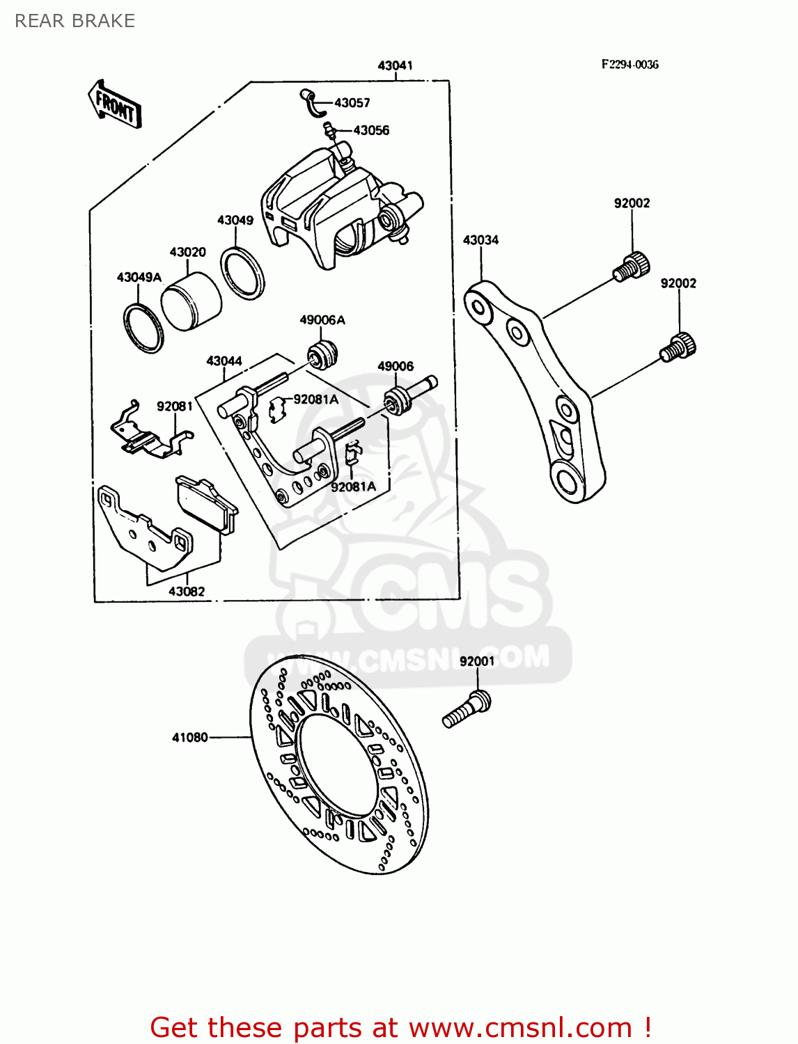 REAR BRAKE ZG1000A1 1000GTR 1986 EUROPE FR UK FG GR IT NR SD SP ST