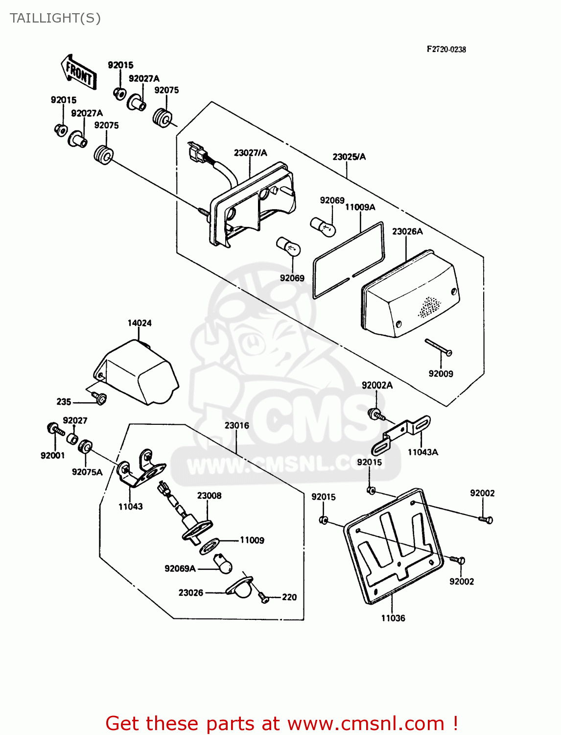 TAILLIGHT(S) ZG1000A1 1000GTR 1986 EUROPE FR UK FG GR IT NR SD SP ST