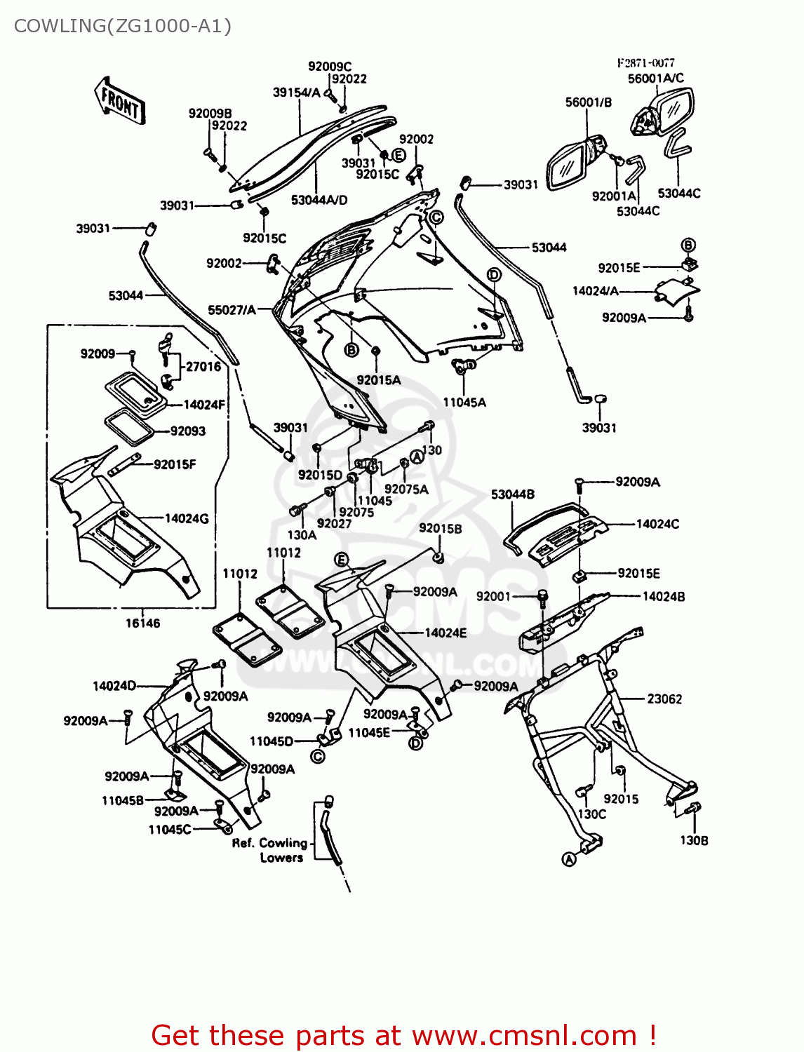COWLING(ZG1000-A1) ZG1000A1 1000GTR 1986 EUROPE FR UK FG GR IT NR SD SP ST