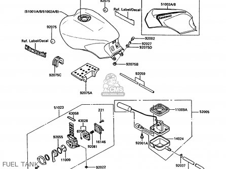 FUEL TANK - ZG1000A1 1000GTR 1986 EUROPE FR UK FG GR IT NR SD SP ST
