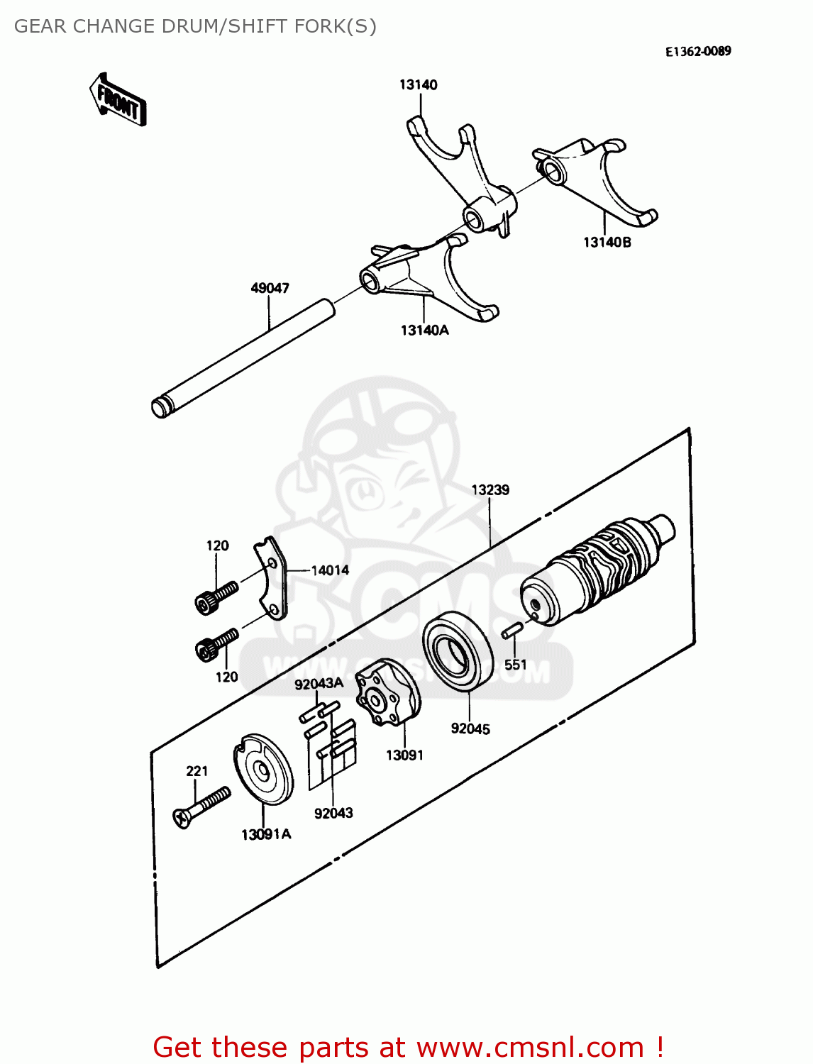 GEAR CHANGE DRUM/SHIFT FORK(S) ZG1000A1 CONCOURS 1986 USA CALIFORNIA CANADA