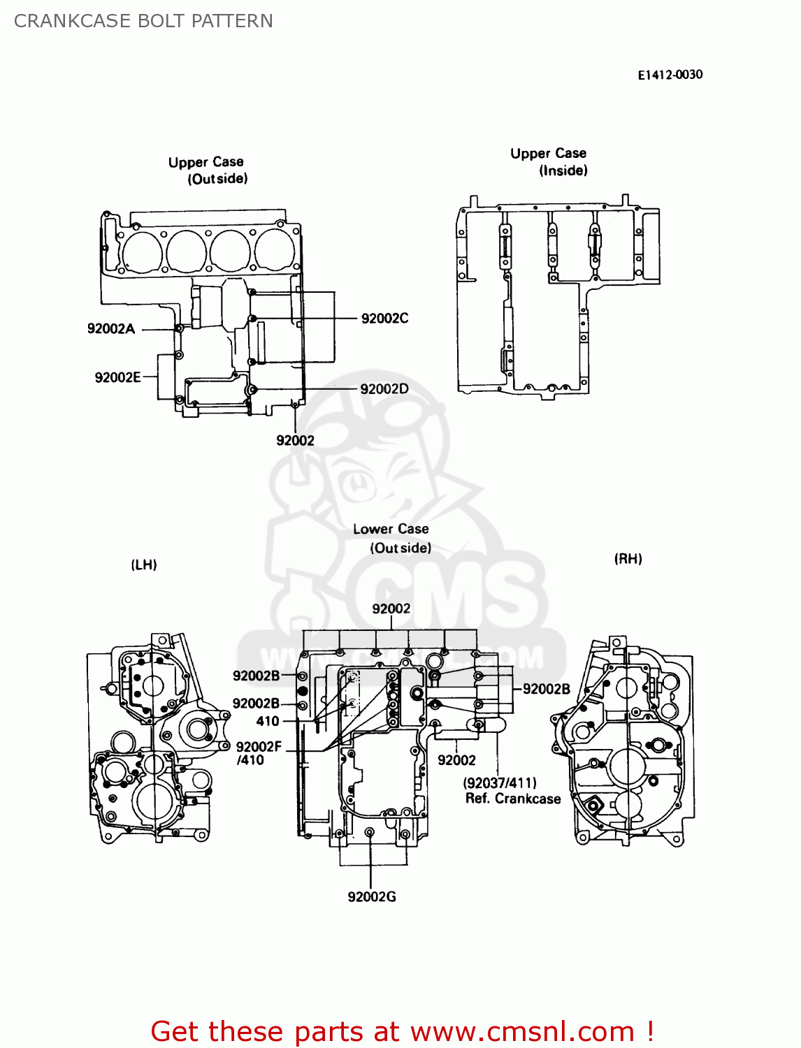 CRANKCASE BOLT PATTERN ZG1000A1 CONCOURS 1986 USA CALIFORNIA CANADA