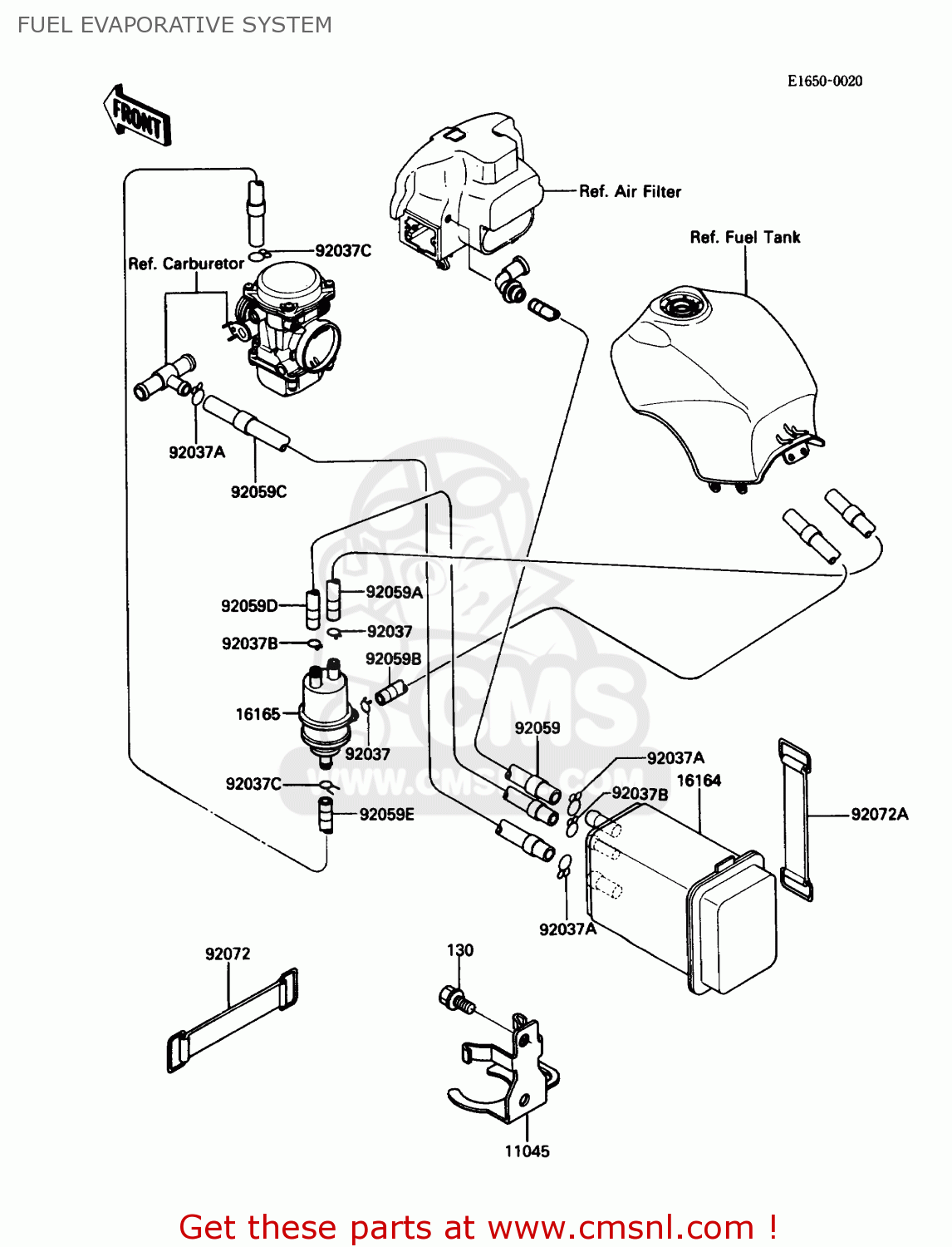 FUEL EVAPORATIVE SYSTEM ZG1000A1 CONCOURS 1986 USA CALIFORNIA CANADA