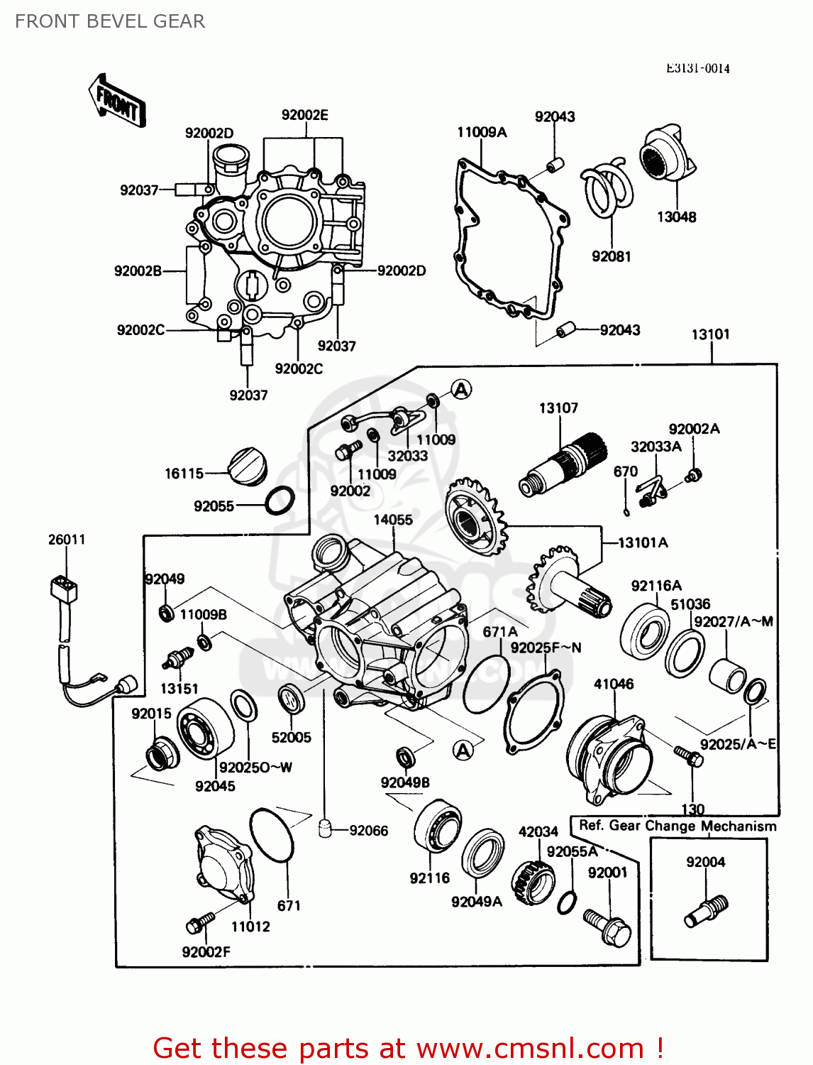 FRONT BEVEL GEAR ZG1000A1 CONCOURS 1986 USA CALIFORNIA CANADA