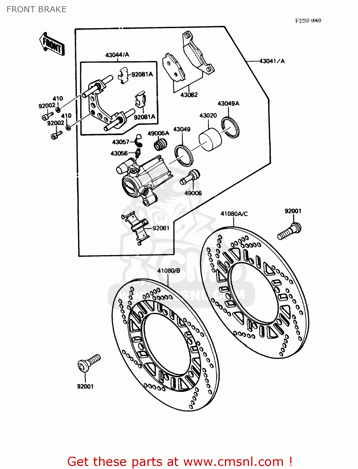 FRONT BRAKE ZG1000A1 CONCOURS 1986 USA CALIFORNIA CANADA