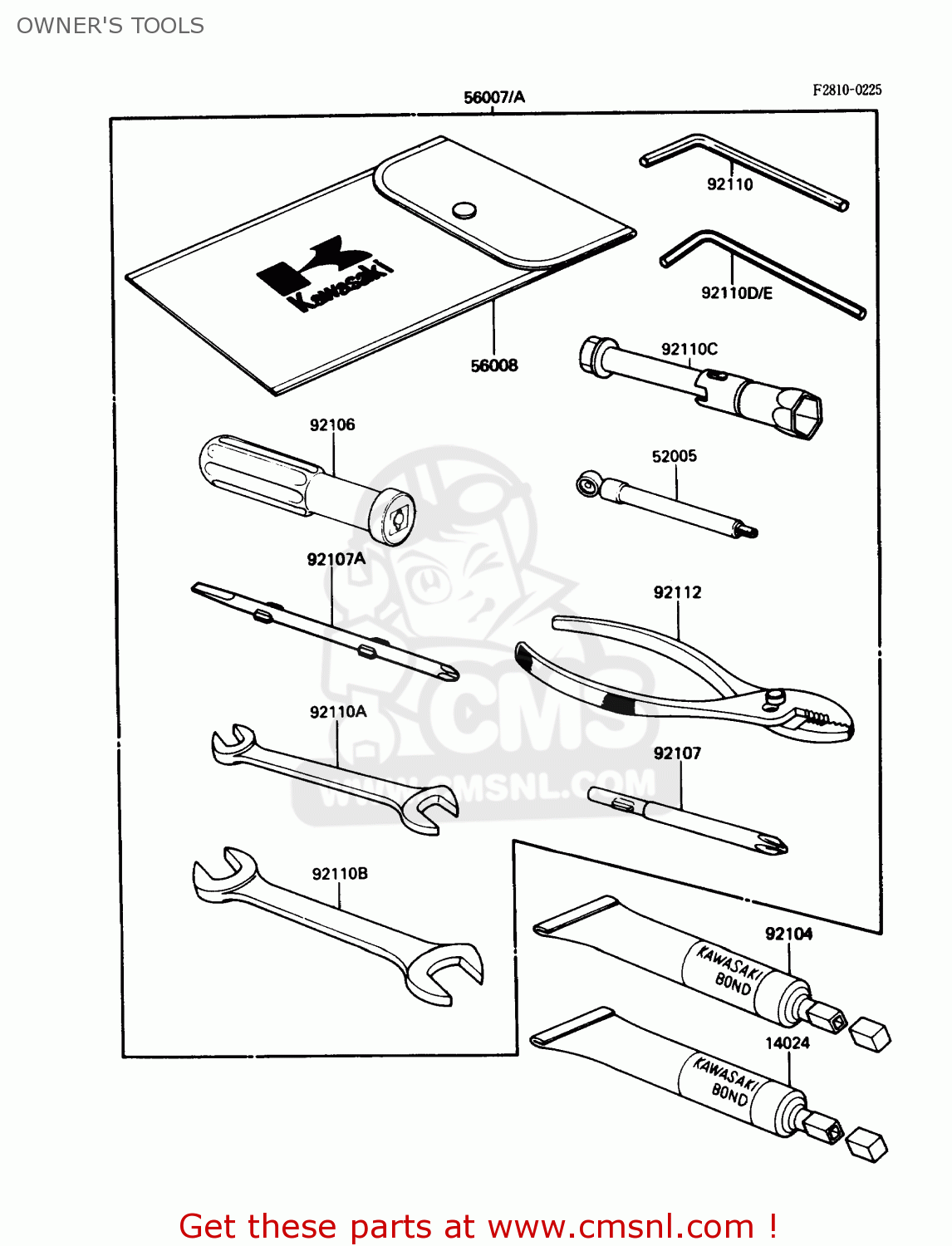 OWNER'S TOOLS ZG1000A1 CONCOURS 1986 USA CALIFORNIA CANADA