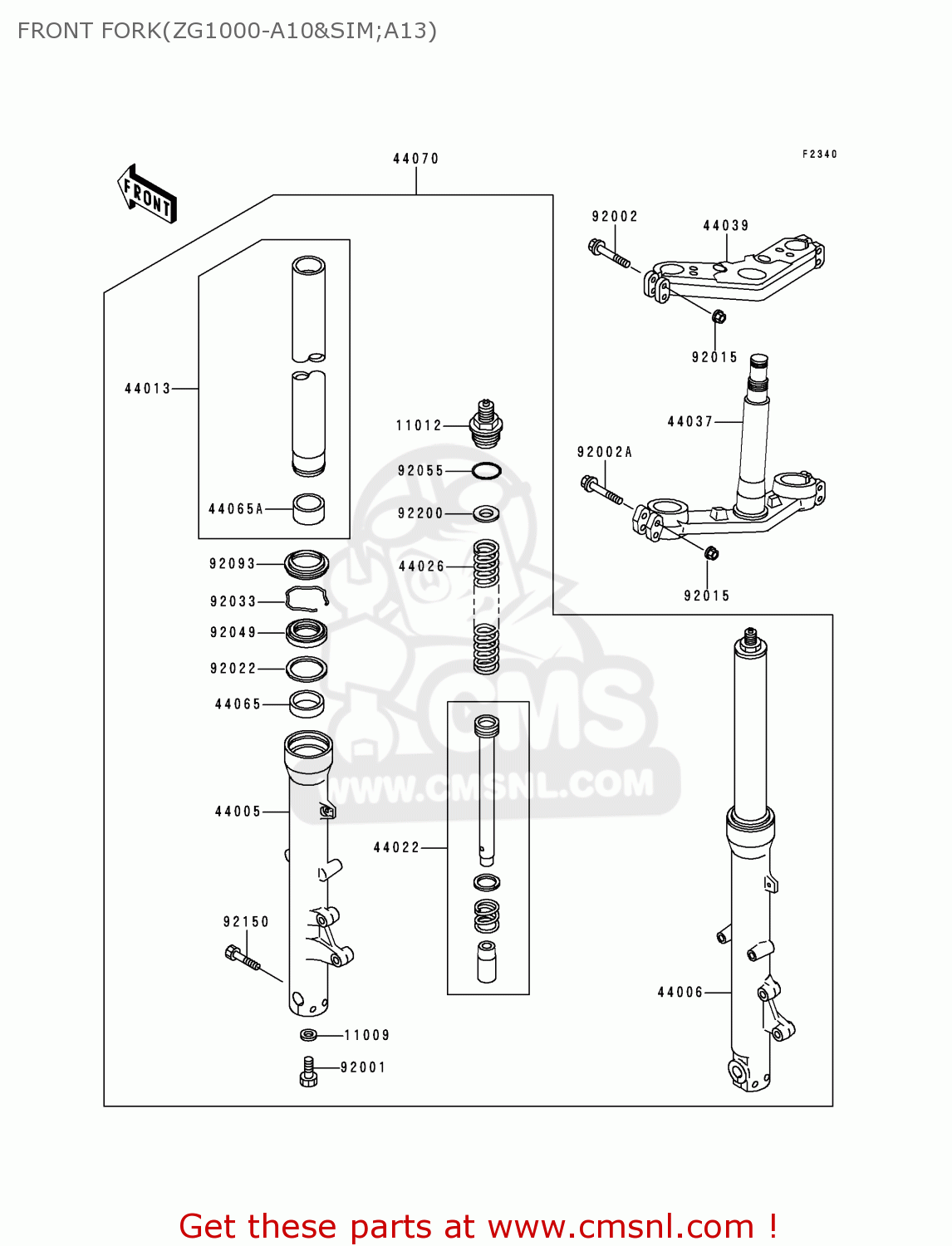 FRONT FORK(ZG1000-A10&SIM;A13) ZG1000A10 CONCOURS 1995 USA CALIFORNIA CANADA