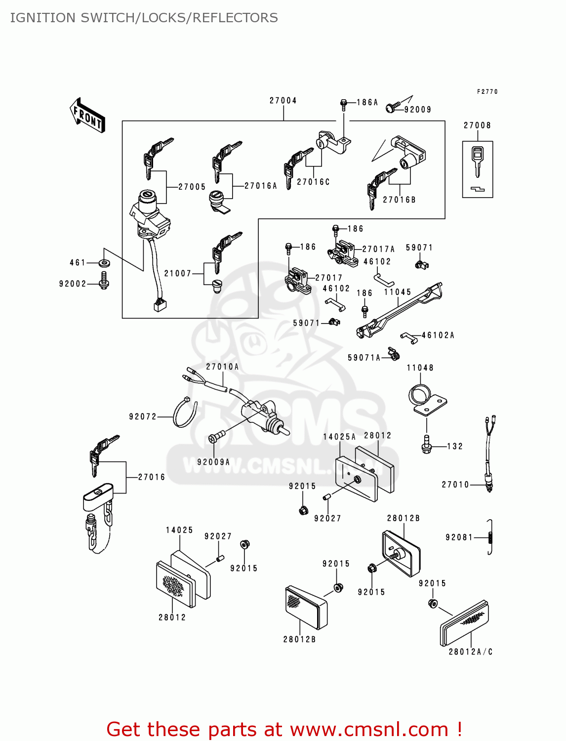 IGNITION SWITCH/LOCKS/REFLECTORS ZG1000A10 CONCOURS 1995 USA CALIFORNIA CANADA