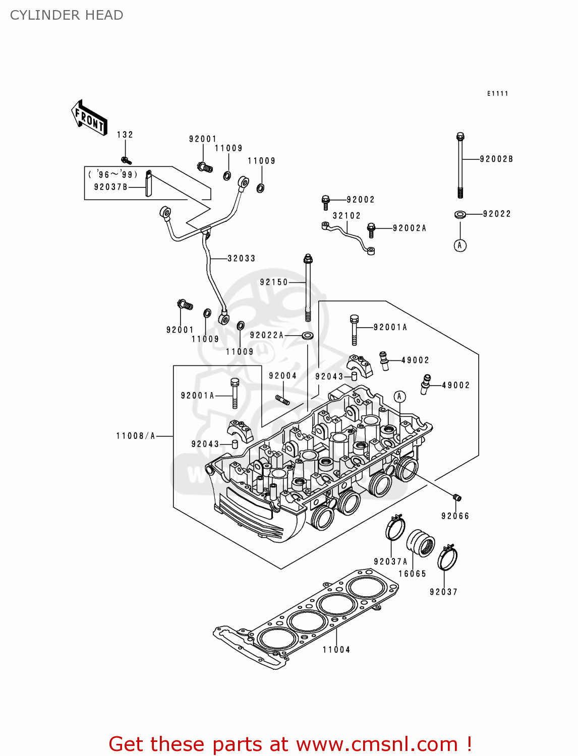 CYLINDER HEAD ZG1000A11 1000GTR 1996 FRANCE NL FG IT ST