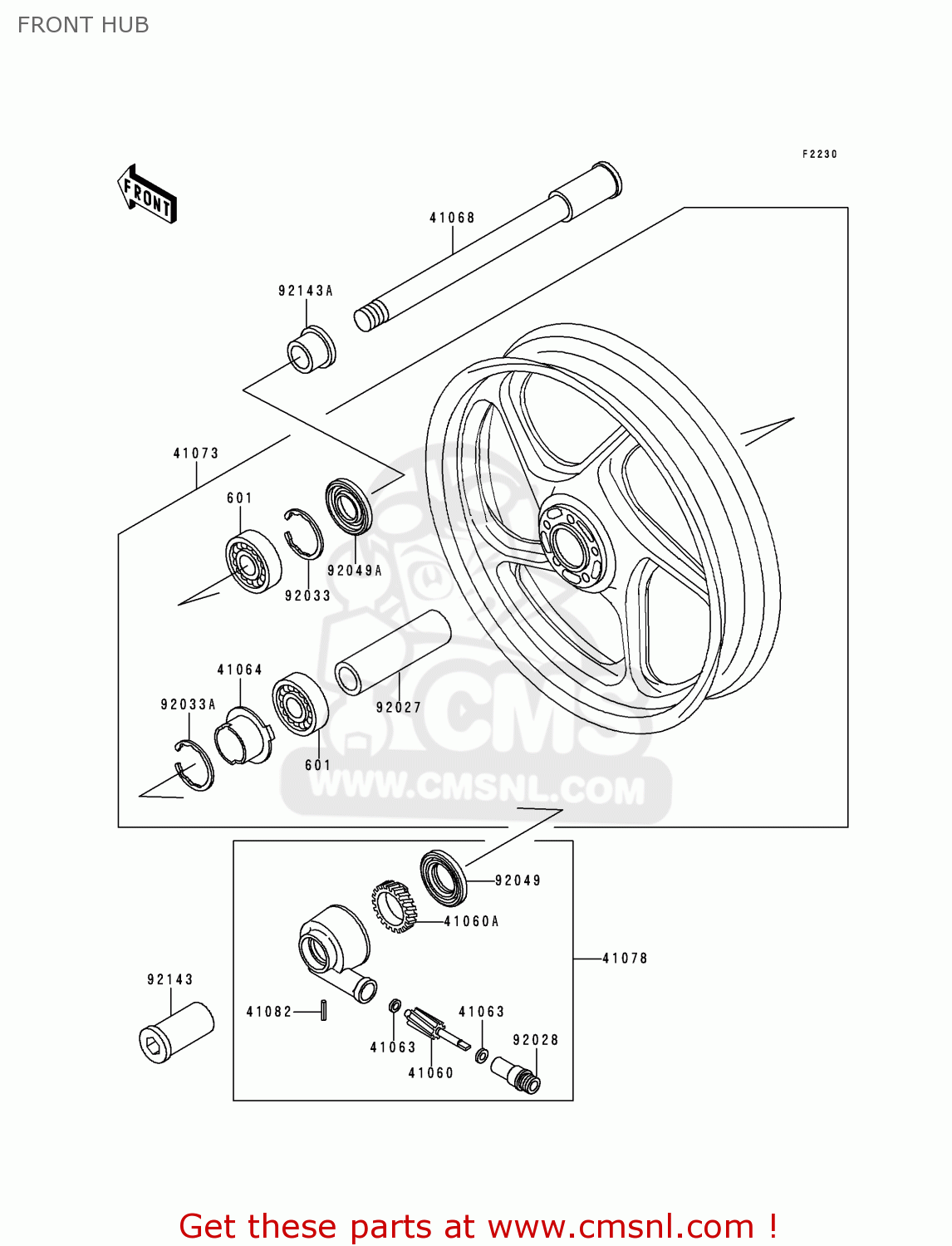 FRONT HUB ZG1000A11 1000GTR 1996 FRANCE NL FG IT ST