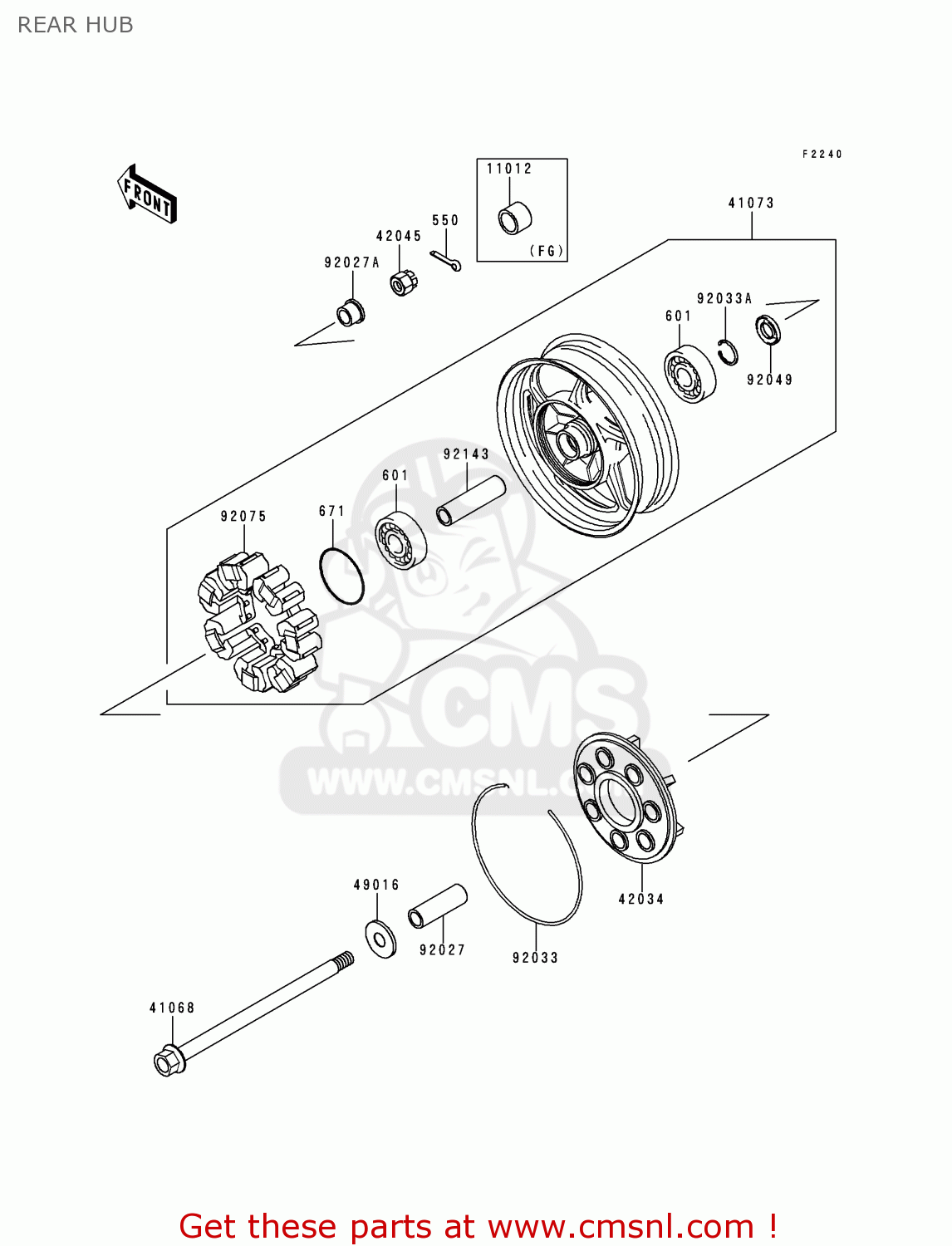 REAR HUB ZG1000A11 1000GTR 1996 FRANCE NL FG IT ST