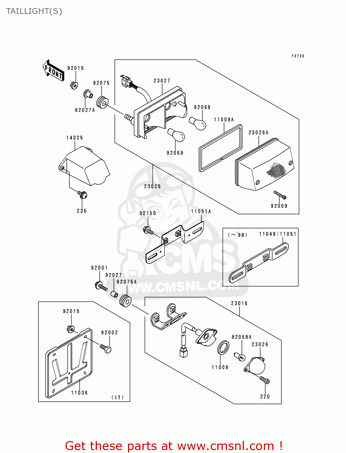 TAILLIGHT(S) ZG1000A11 1000GTR 1996 FRANCE NL FG IT ST