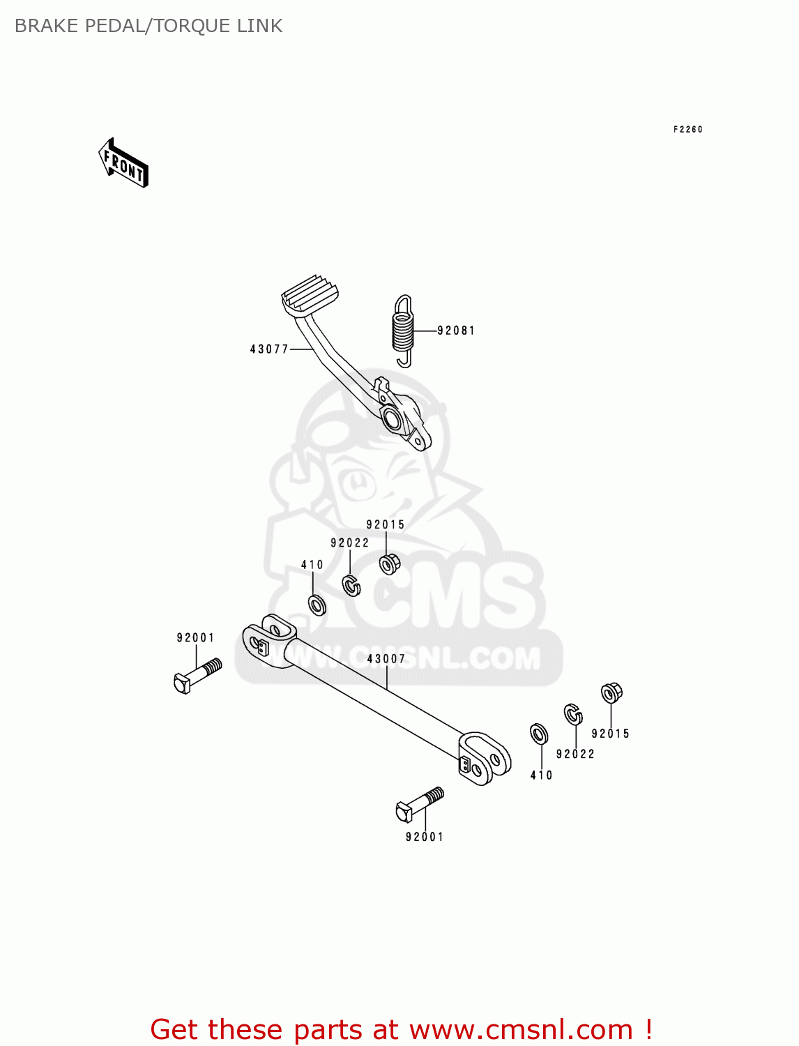 BRAKE PEDAL/TORQUE LINK ZG1000A11 CONCOURS 1996 CANADA
