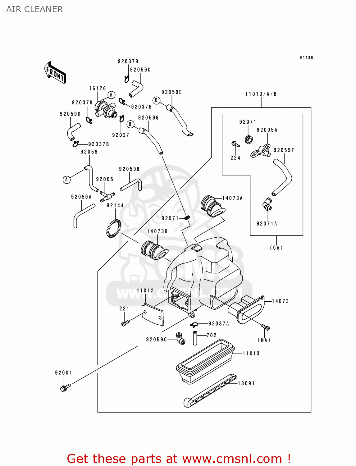 AIR CLEANER ZG1000A12 CONCOURS 1997 USA CALIFORNIA CANADA