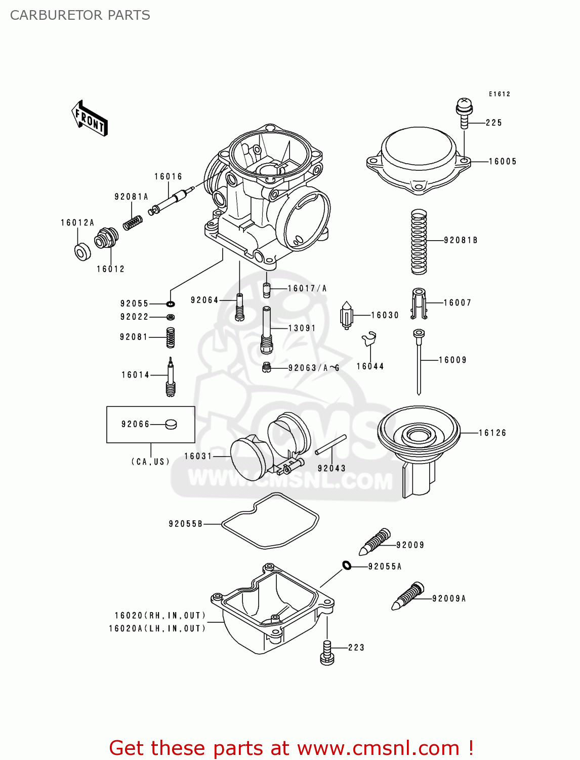 CARBURETOR PARTS ZG1000A12 CONCOURS 1997 USA CALIFORNIA CANADA