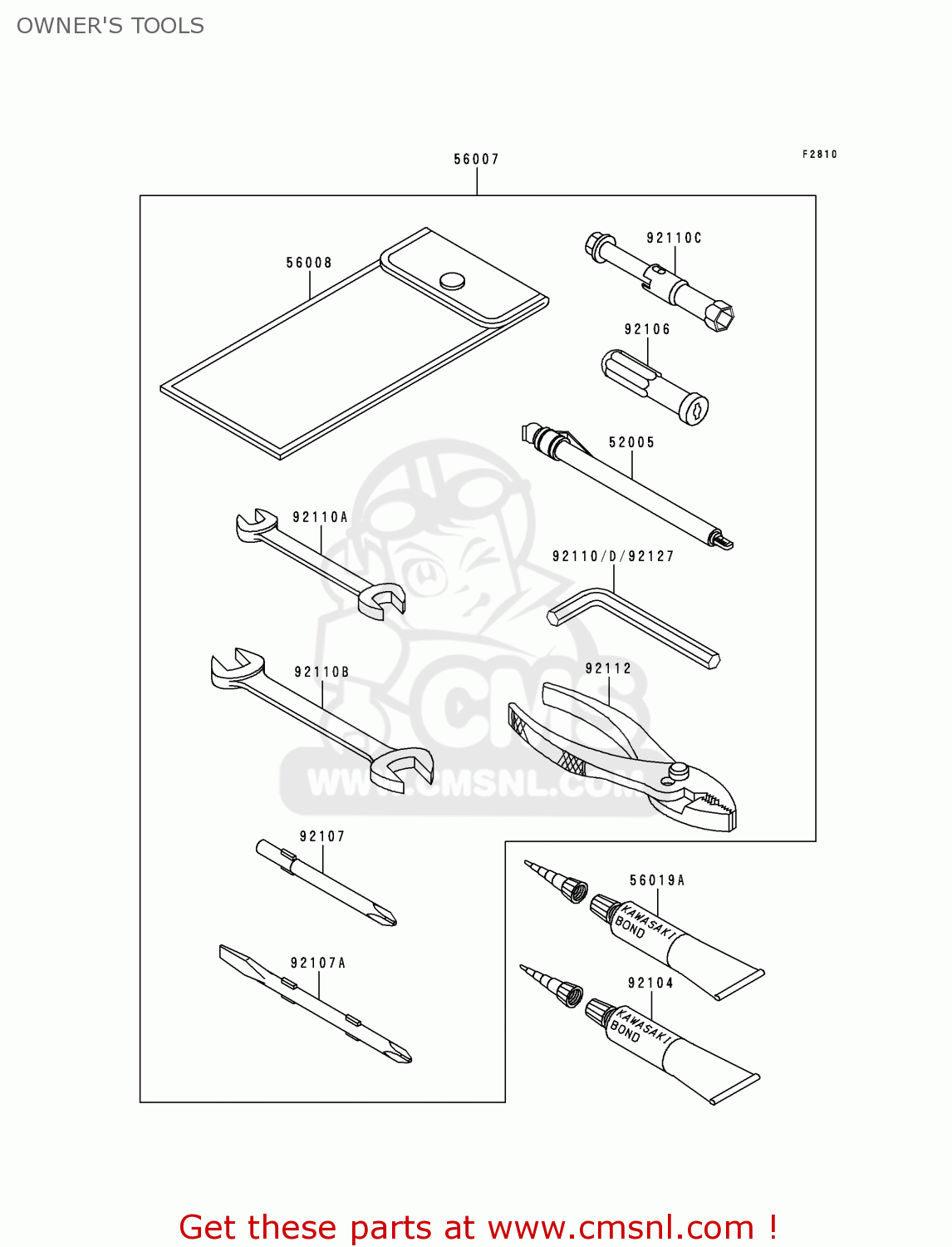 OWNER'S TOOLS ZG1000A12 CONCOURS 1997 USA CALIFORNIA CANADA
