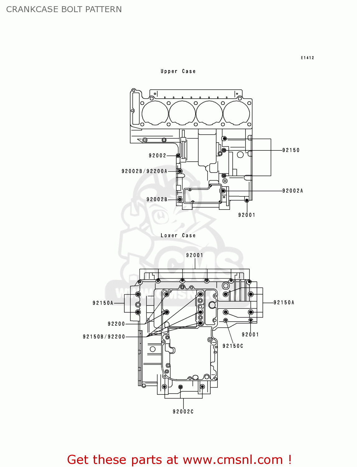 CRANKCASE BOLT PATTERN ZG1000A13 1000GTR 1998 FRANCE FG