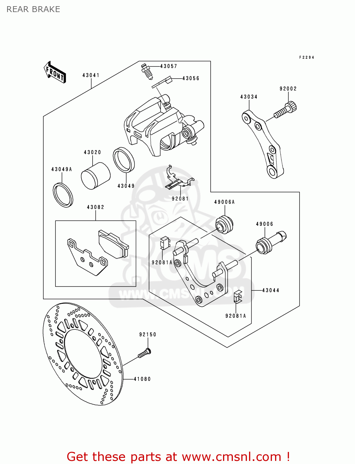 REAR BRAKE ZG1000A13 CONCOURS 1998 USA CALIFORNIA CANADA