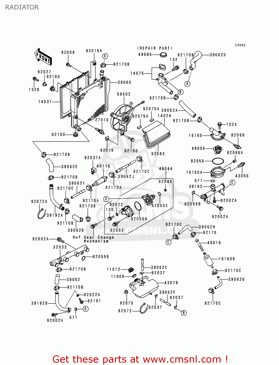 RADIATOR ZG1000A14 1000GTR 1999 UNITED KINGDOM FR NL FG NR SD ST