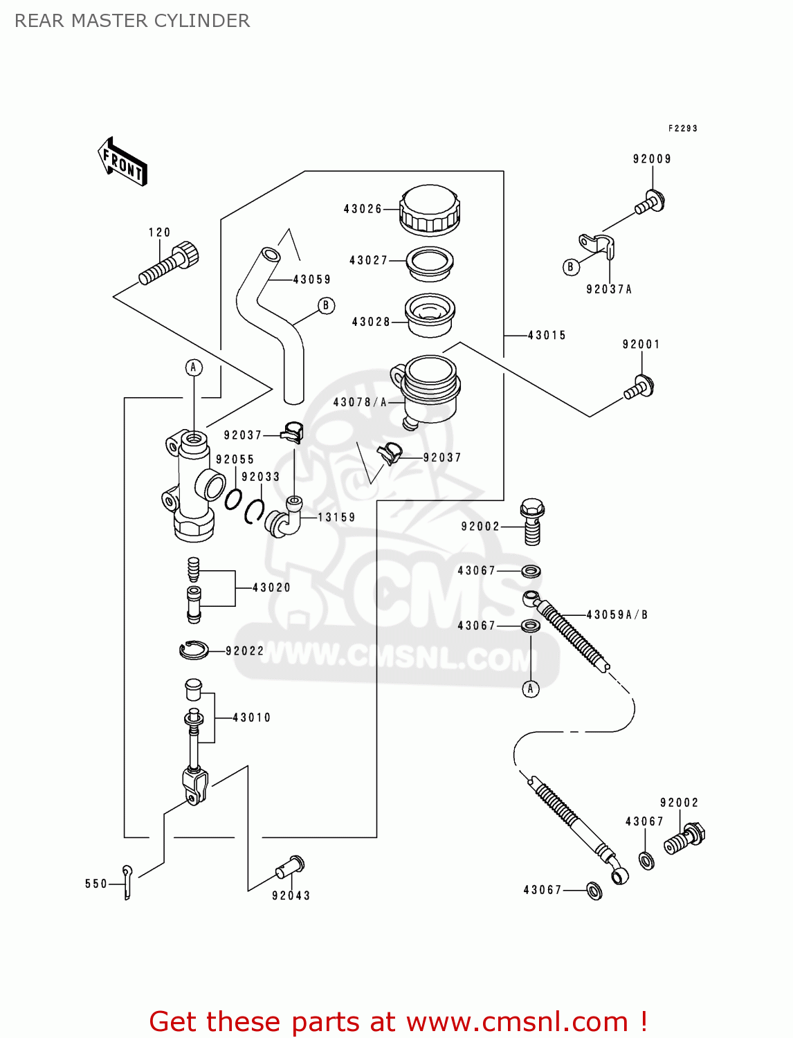 REAR MASTER CYLINDER ZG1000A14 1000GTR 1999 UNITED KINGDOM FR NL FG NR SD ST