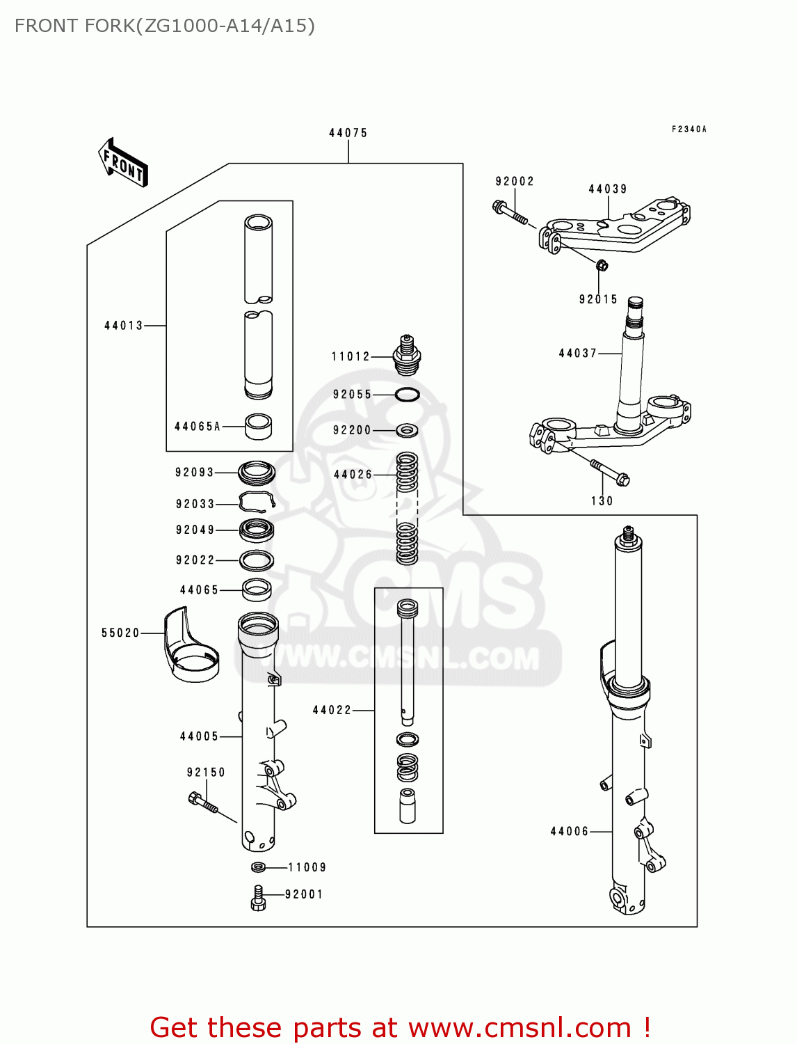 FRONT FORK(ZG1000-A14/A15) ZG1000A14 1000GTR 1999 UNITED KINGDOM FR NL FG NR SD ST