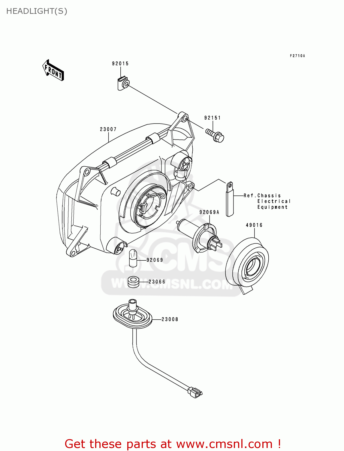 HEADLIGHT(S) ZG1000A14 1000GTR 1999 UNITED KINGDOM FR NL FG NR SD ST