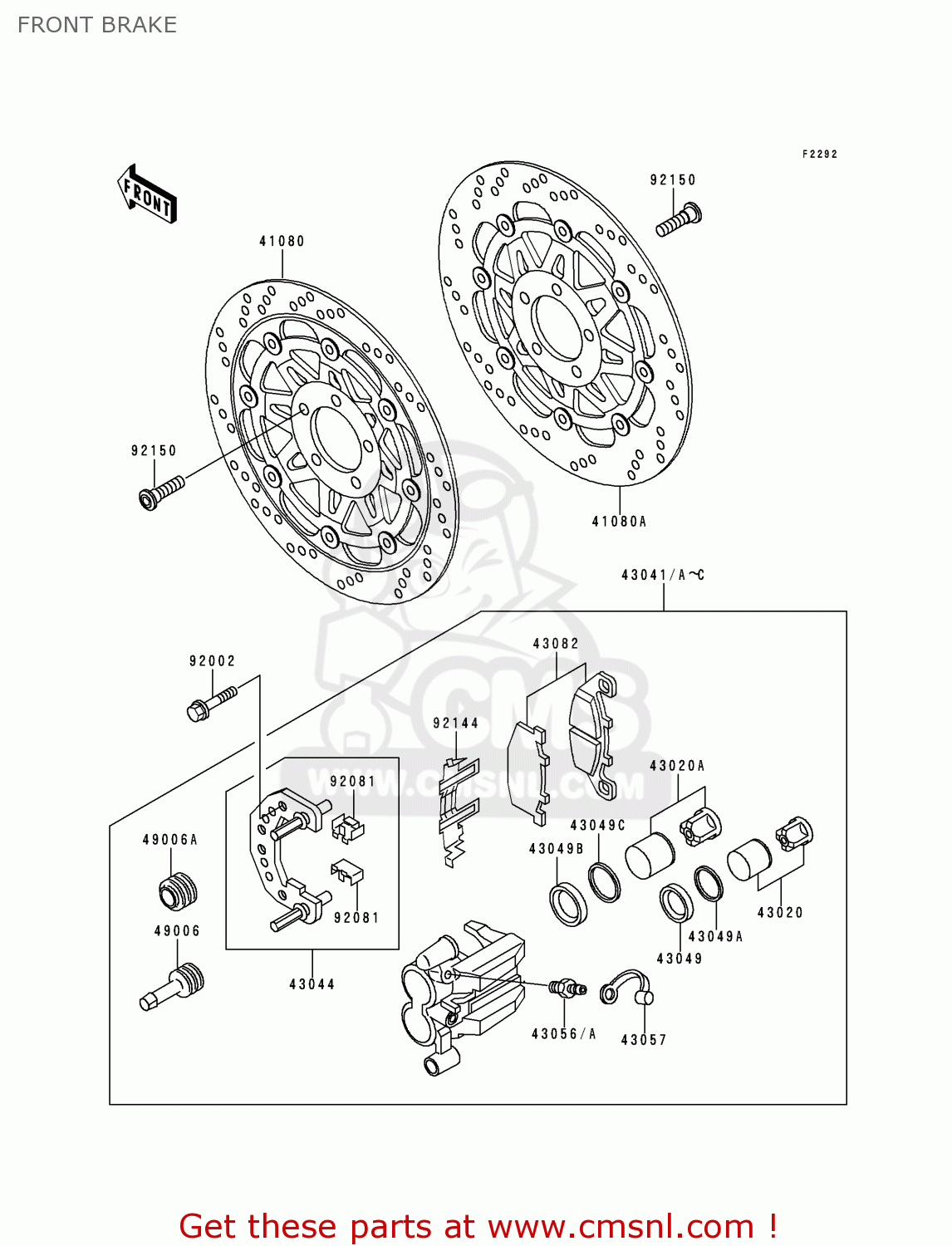 FRONT BRAKE ZG1000A14 CONCOURS 1999 USA CALIFORNIA CANADA