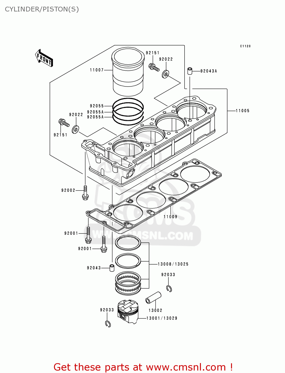 CYLINDER/PISTON(S) ZG1000A15 1000GTR 2000 EUROPE FR