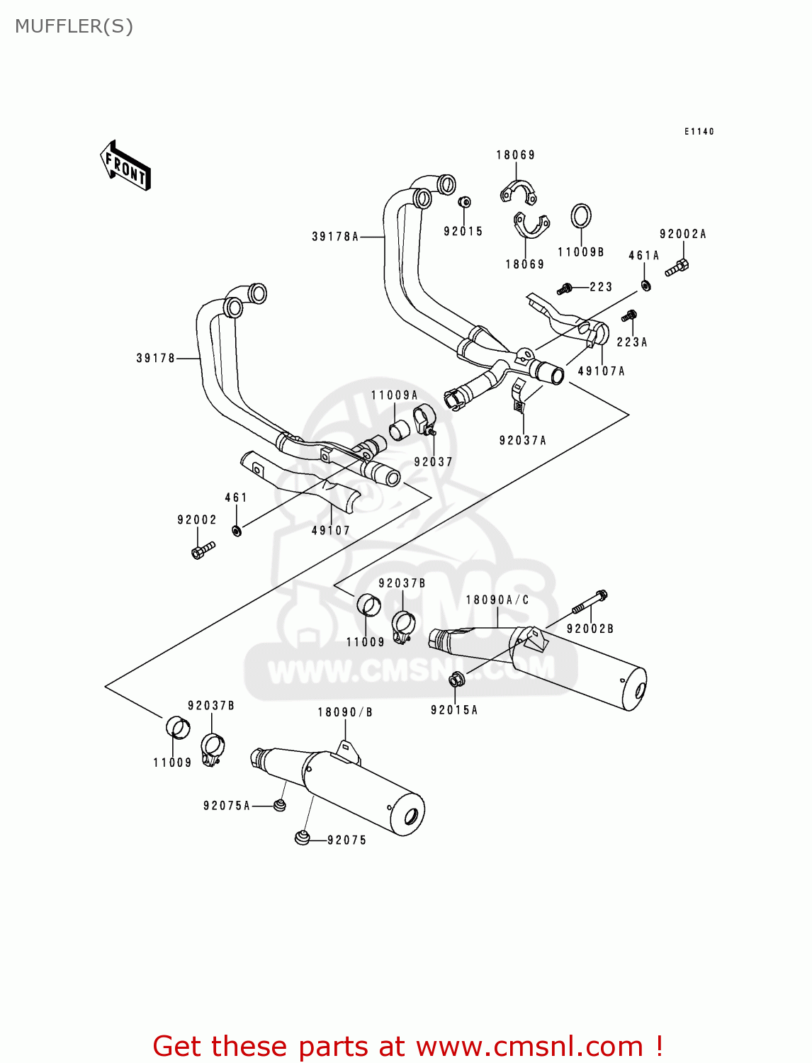 MUFFLER(S) ZG1000A15 1000GTR 2000 EUROPE FR