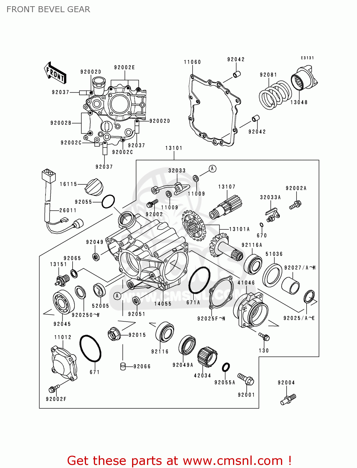 FRONT BEVEL GEAR ZG1000A15 1000GTR 2000 EUROPE FR
