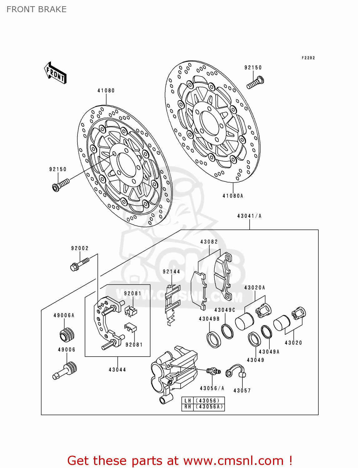 FRONT BRAKE ZG1000A15 CONCOURS 2000 USA CALIFORNIA CANADA