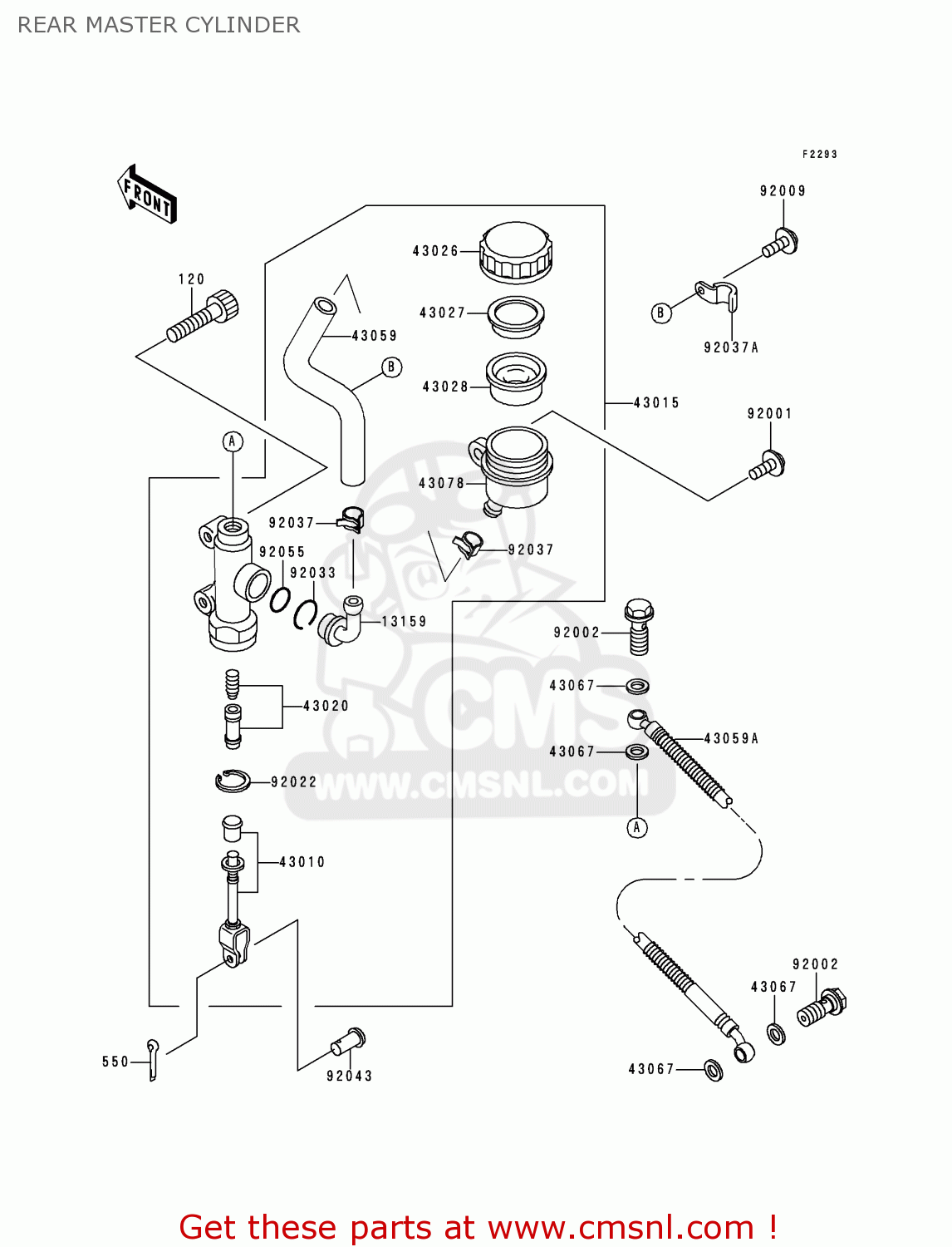 REAR MASTER CYLINDER ZG1000A15 CONCOURS 2000 USA CALIFORNIA CANADA