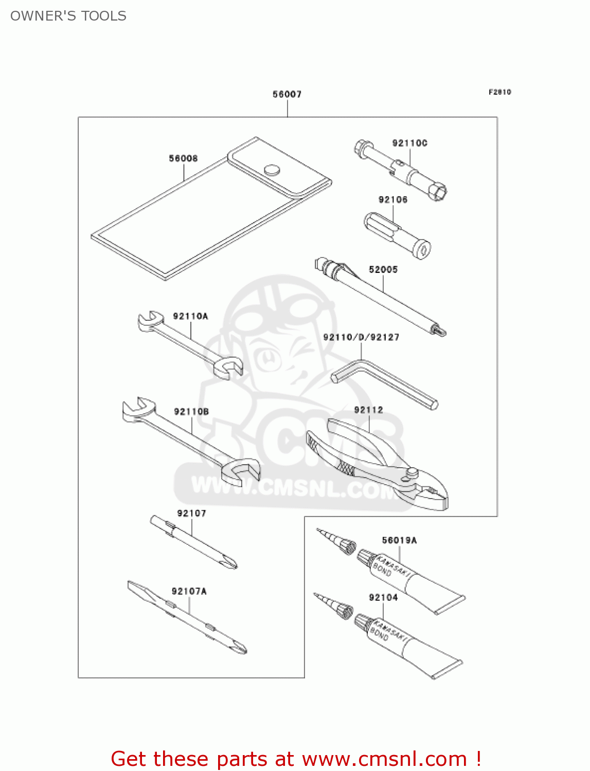 OWNER'S TOOLS ZG1000A16 CONCOURS 2001 USA CALIFORNIA CANADA
