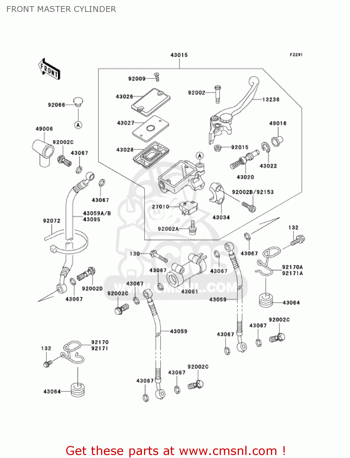 FRONT MASTER CYLINDER ZG1000A18 CONCOURS 2003 USA CALIFORNIA CANADA