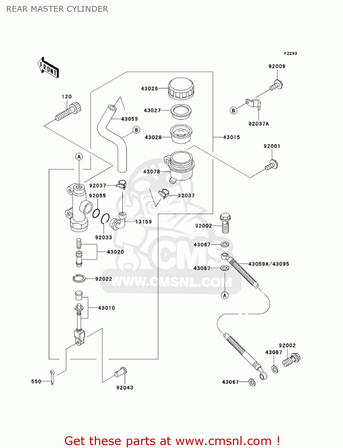 REAR MASTER CYLINDER ZG1000A18 CONCOURS 2003 USA CALIFORNIA CANADA