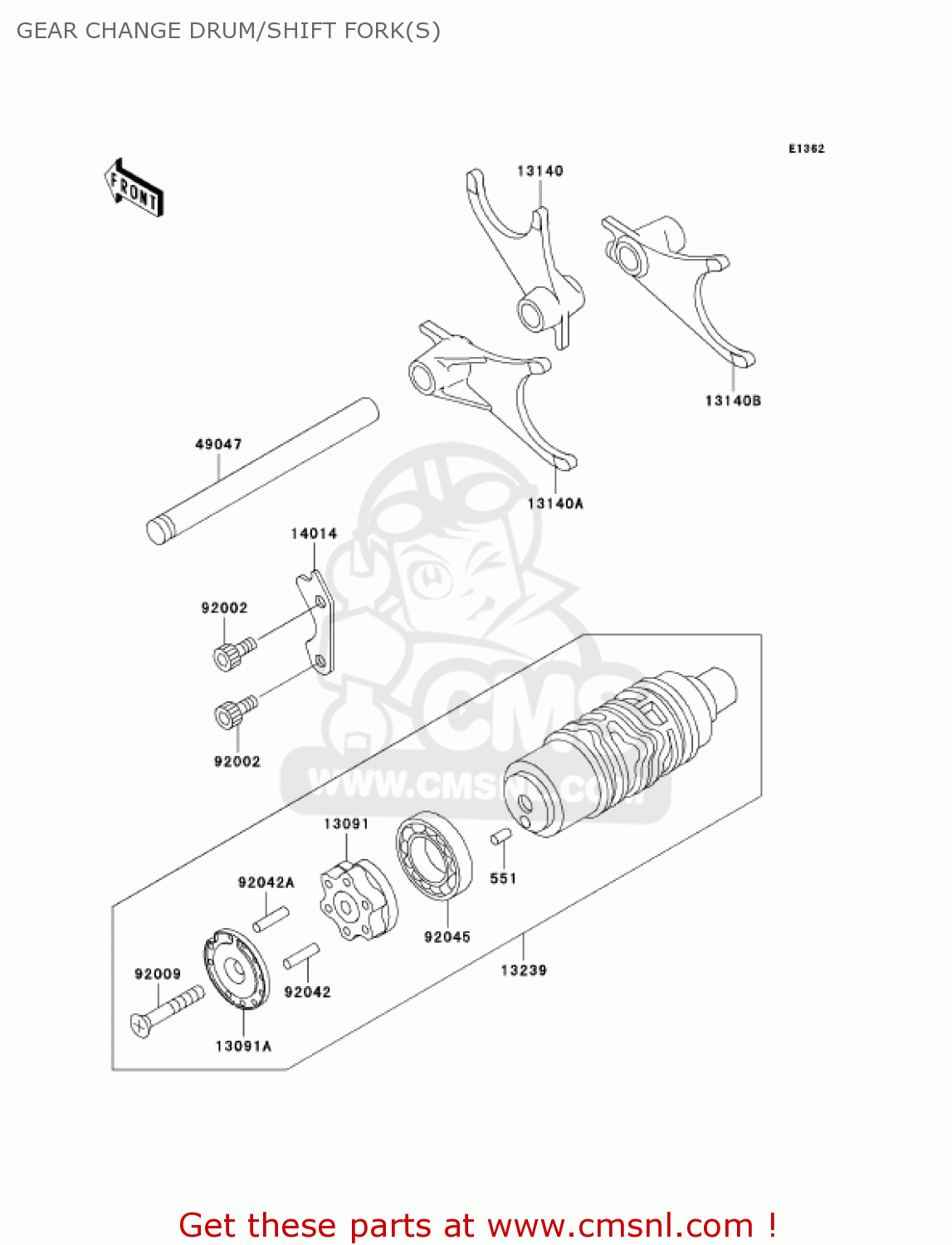 GEAR CHANGE DRUM/SHIFT FORK(S) ZG1000A18 CONCOURS 2003 USA CALIFORNIA CANADA