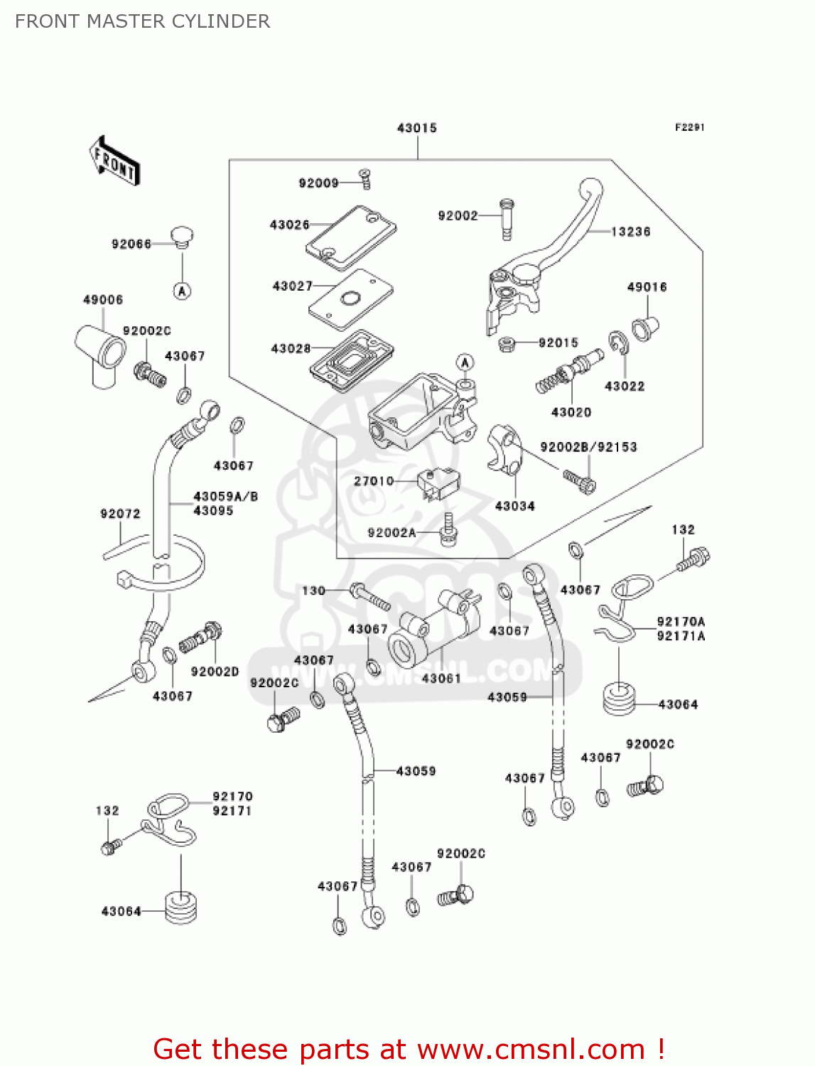 FRONT MASTER CYLINDER ZG1000A19 CONCOURS 2004 USA CALIFORNIA CANADA