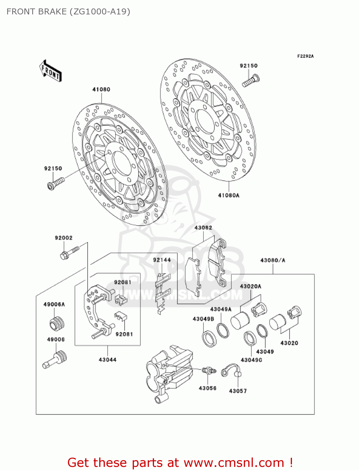 FRONT BRAKE (ZG1000-A19) ZG1000A19 CONCOURS 2004 USA CALIFORNIA CANADA