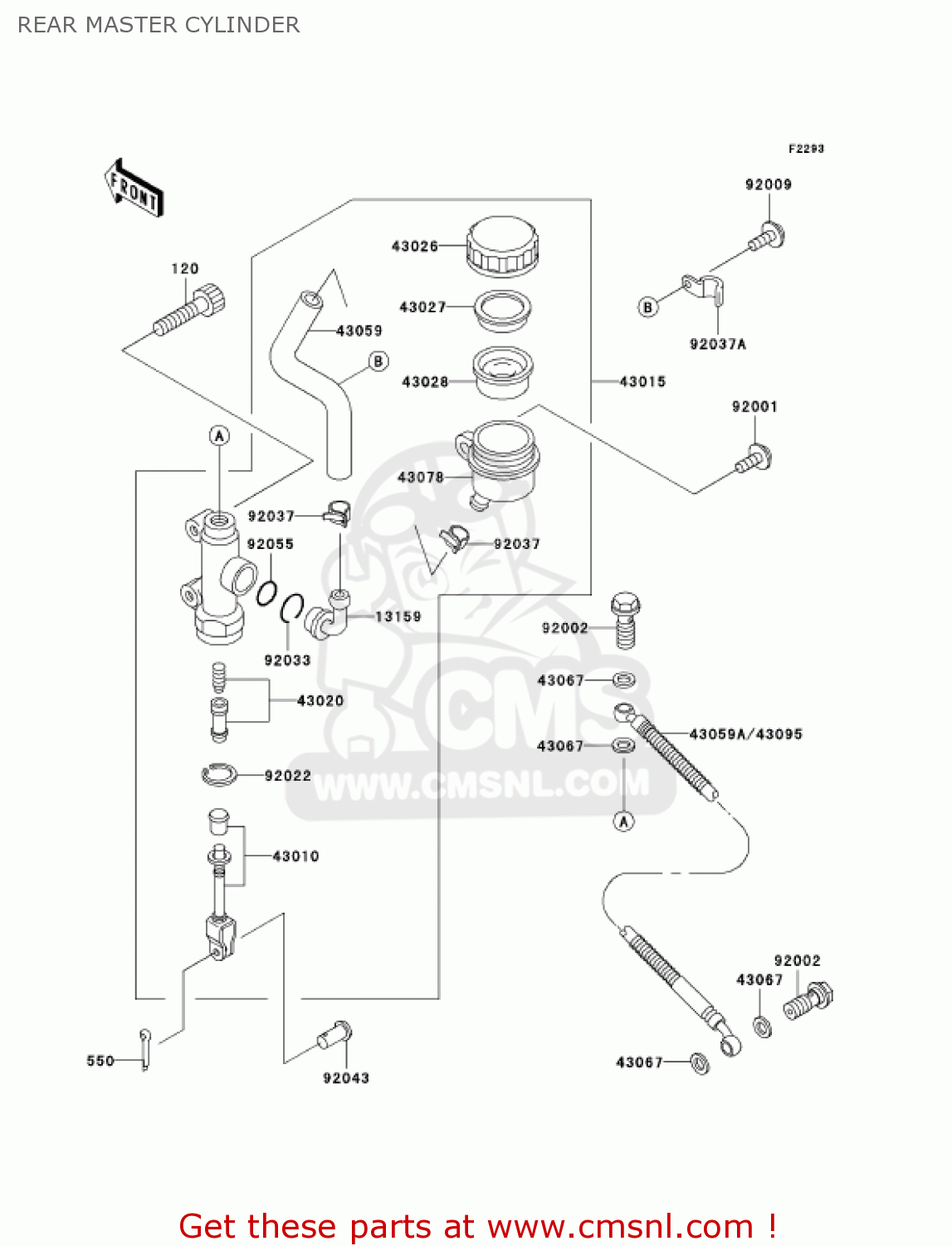 REAR MASTER CYLINDER ZG1000A19 CONCOURS 2004 USA CALIFORNIA CANADA