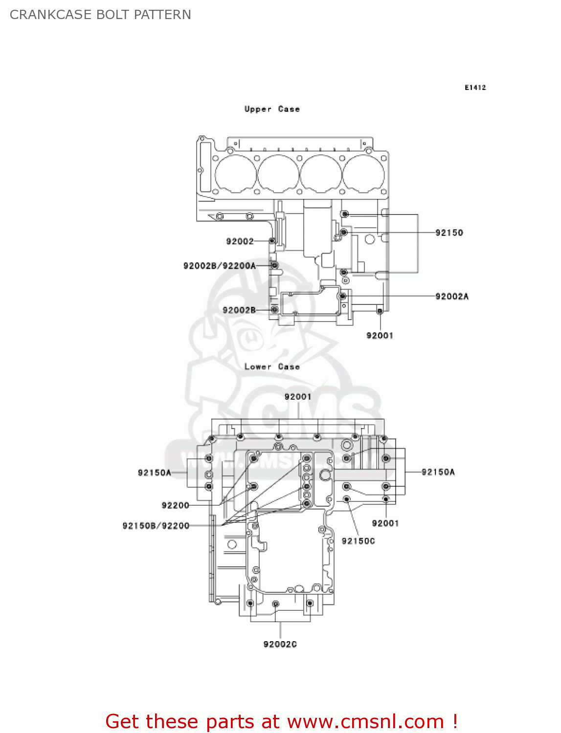 CRANKCASE BOLT PATTERN ZG1000A19 CONCOURS 2004 USA CALIFORNIA CANADA