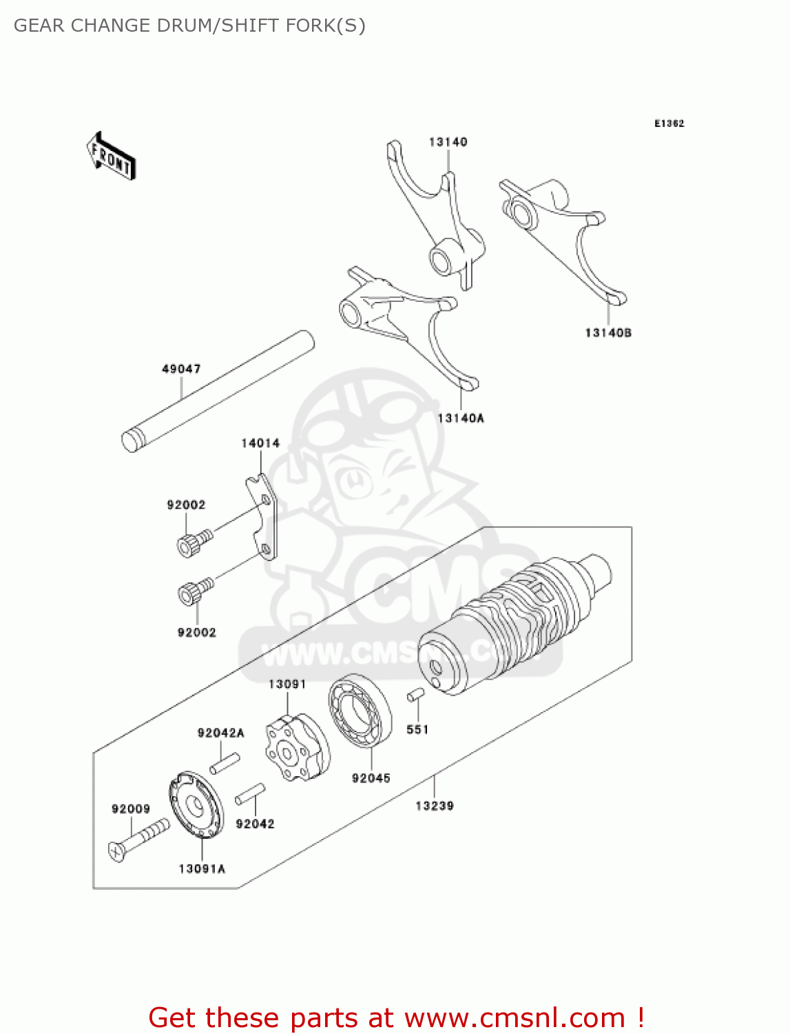 GEAR CHANGE DRUM/SHIFT FORK(S) ZG1000A19 CONCOURS 2004 USA CALIFORNIA CANADA