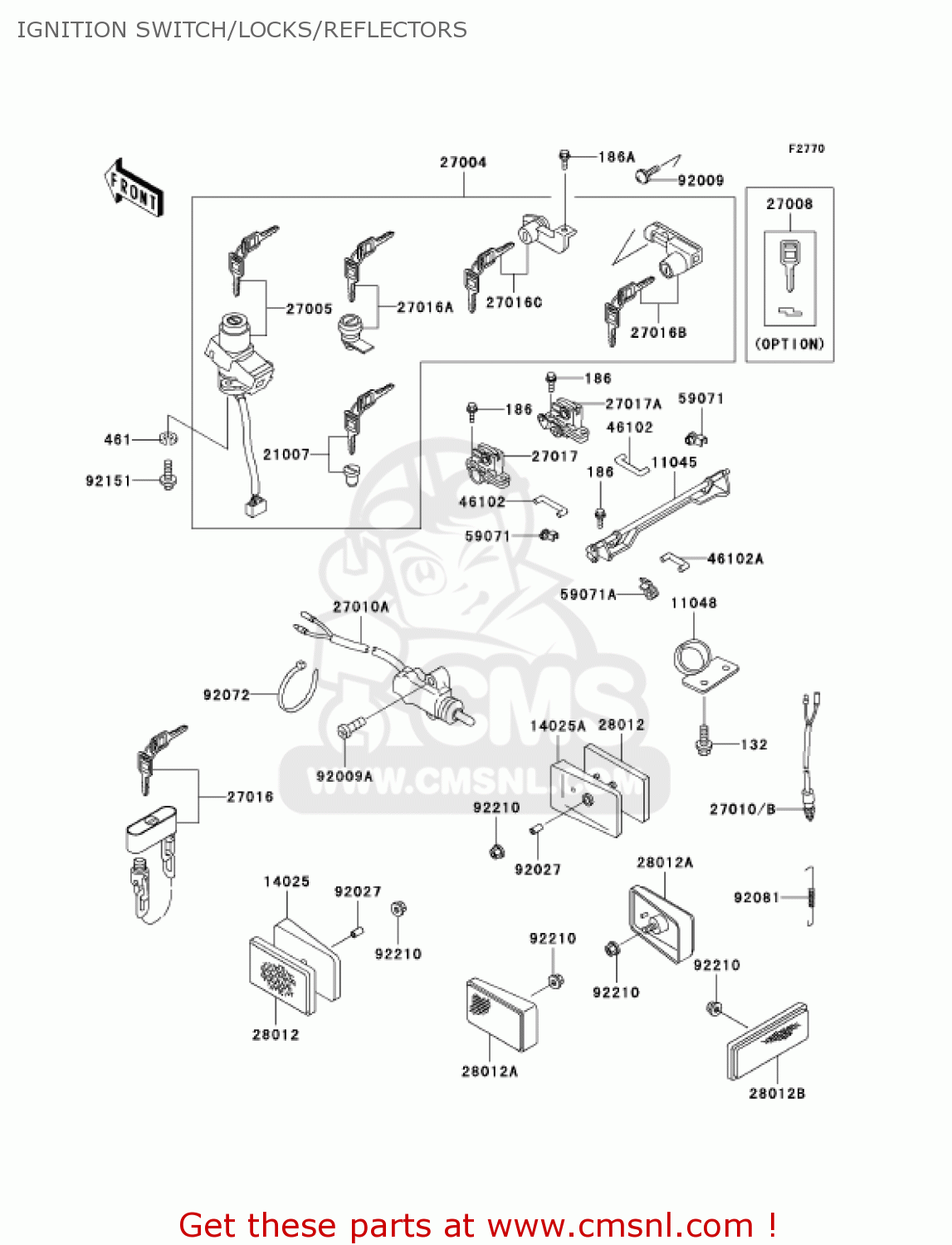 IGNITION SWITCH/LOCKS/REFLECTORS ZG1000A19 CONCOURS 2004 USA CALIFORNIA CANADA