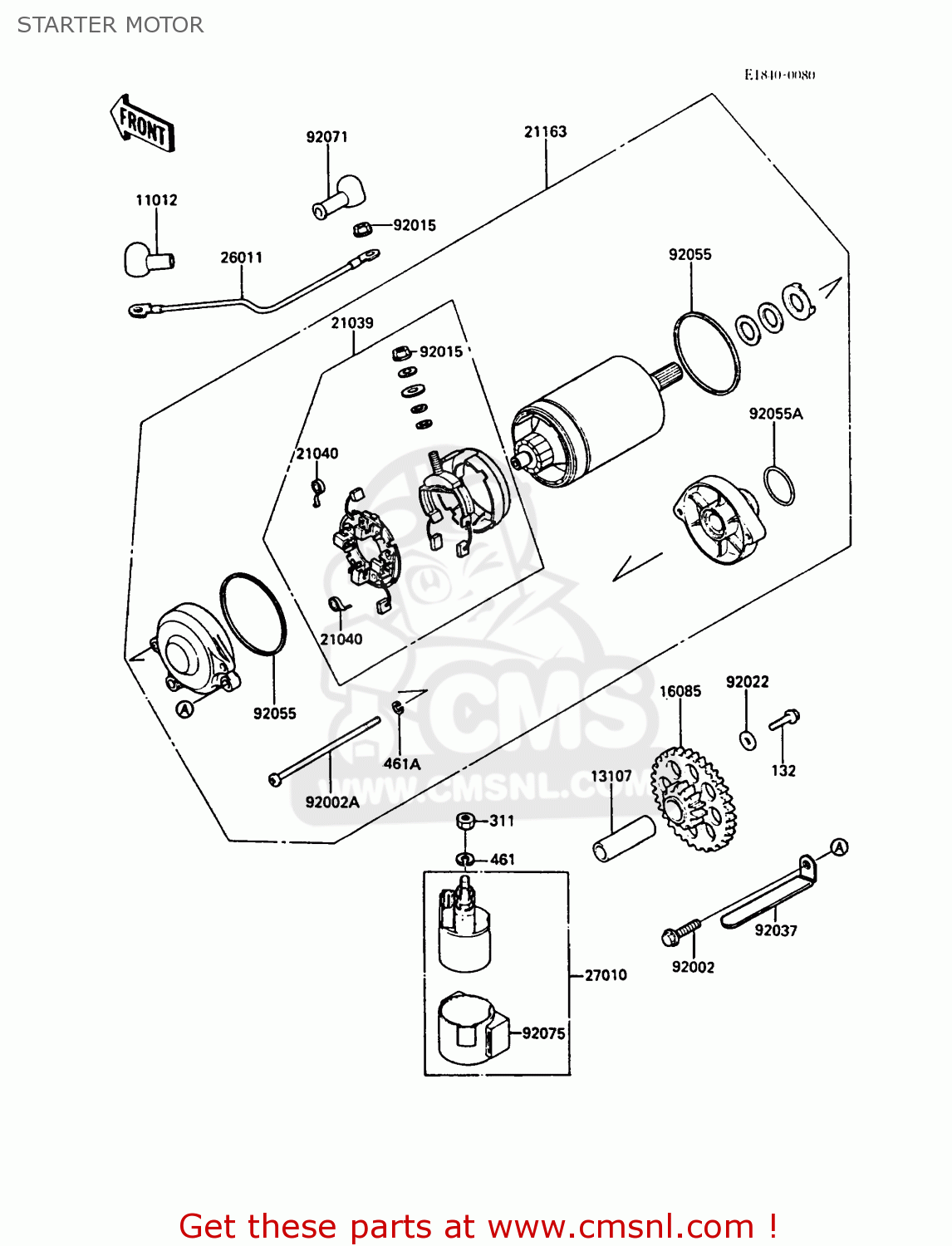 STARTER MOTOR ZG1000A2 1000GTR 1987 EUROPE FR UK AR FG IT NR SD ST