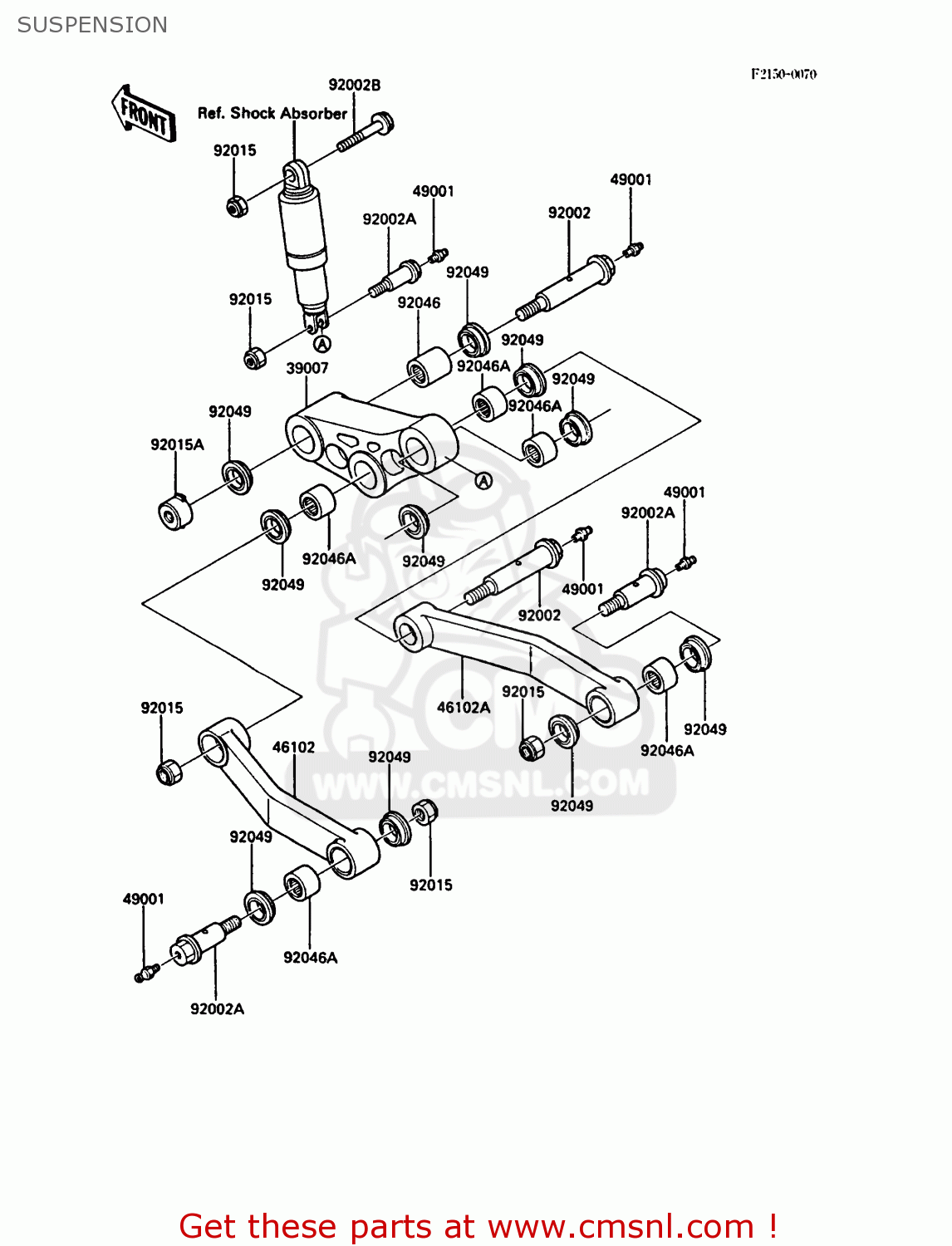 SUSPENSION ZG1000A2 1000GTR 1987 EUROPE FR UK AR FG IT NR SD ST
