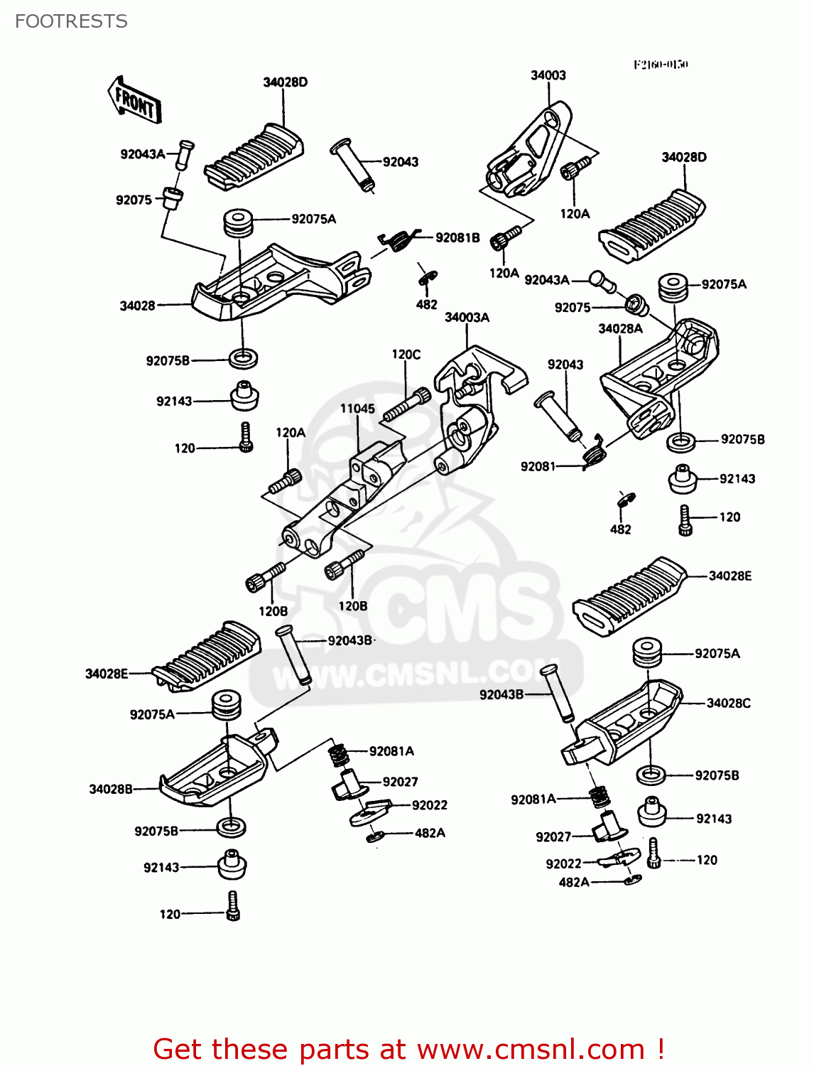 FOOTRESTS ZG1000A2 1000GTR 1987 EUROPE FR UK AR FG IT NR SD ST